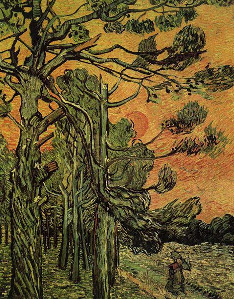 Vincent Van Gogh Palm Trees against a Red Sky with Setting Sun oil painting image